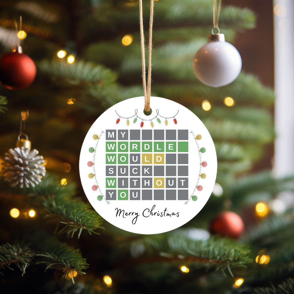 Wordle Christmas Ornament, Unique Christmas Gift for Wordle Fans - Christmas Decorations Ceramic Ornaments