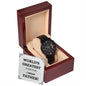 World's Greatest Father Gift for Dad Black Chronograph Watch