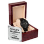 World's Greatest Father Gift for Dad Black Chronograph Watch