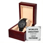 World's Greatest Father Gift for Dad Black Chronograph Watch