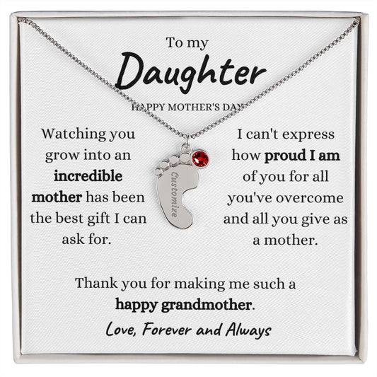 Engraved Baby Feet Gift with Birthstones and Custom Engraving for Daughter