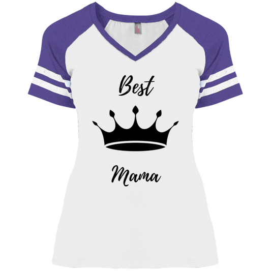 Ladies' Game V-Neck T-Shirt Best Queen Mama