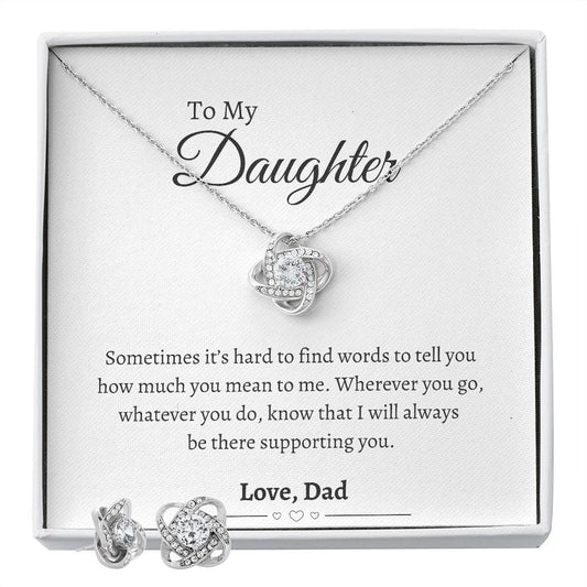 Daughter Love Knot Earrings and Necklace Gift Set