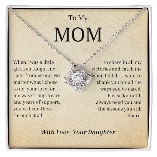 Mom Love Knot Necklace (Yellow and Gold Options)