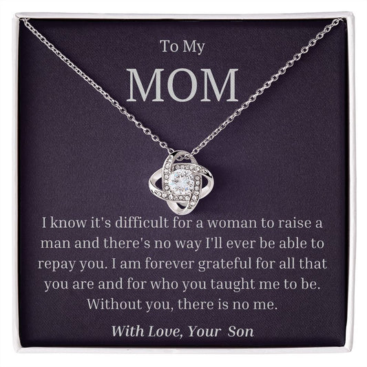 Mom Love Knot Necklace Gift (Yellow & White Gold Options)