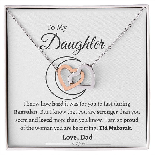 To My Daughter From Dad EID Interlocking Heart Necklace