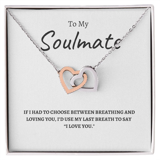 Soulmate Interlocking Heart Necklace (Yellow and White Gold Options)