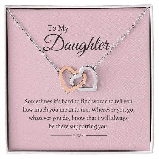 Daughter Interlocking Hears Necklace Gift (Yellow & White Gold Options)