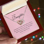 Daughter Interlocking Hearts Necklace Gift (Yellow & White Gold Options)