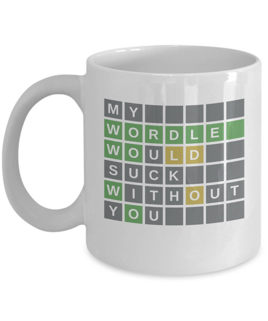Wordle Coffee Mug for Wordle Fans and Coffee Lovers