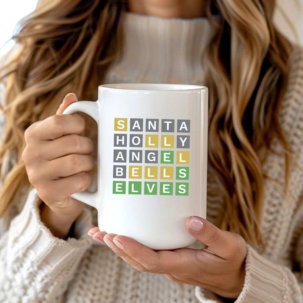 Wordle Holiday Coffee Mug Gift for Wordle Fans and Coffee Lovers