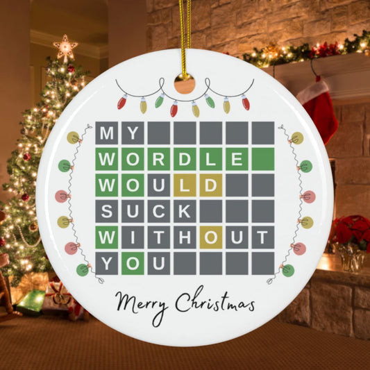 Wordle Christmas Ornament, Unique Christmas Gift for Wordle Fans - Christmas Decorations Ceramic Ornaments