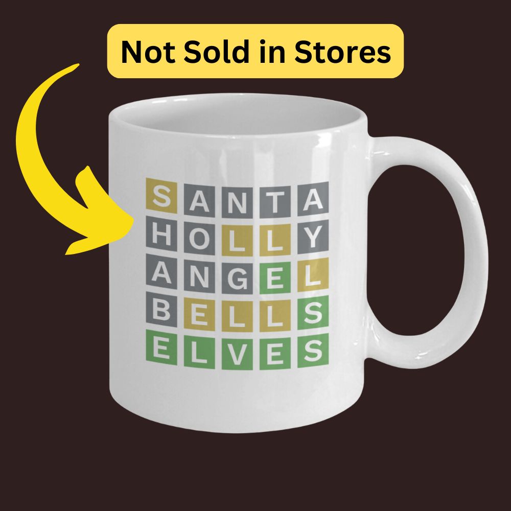 Wordle Holiday Coffee Mug Gift for Wordle Fans and Coffee Lovers