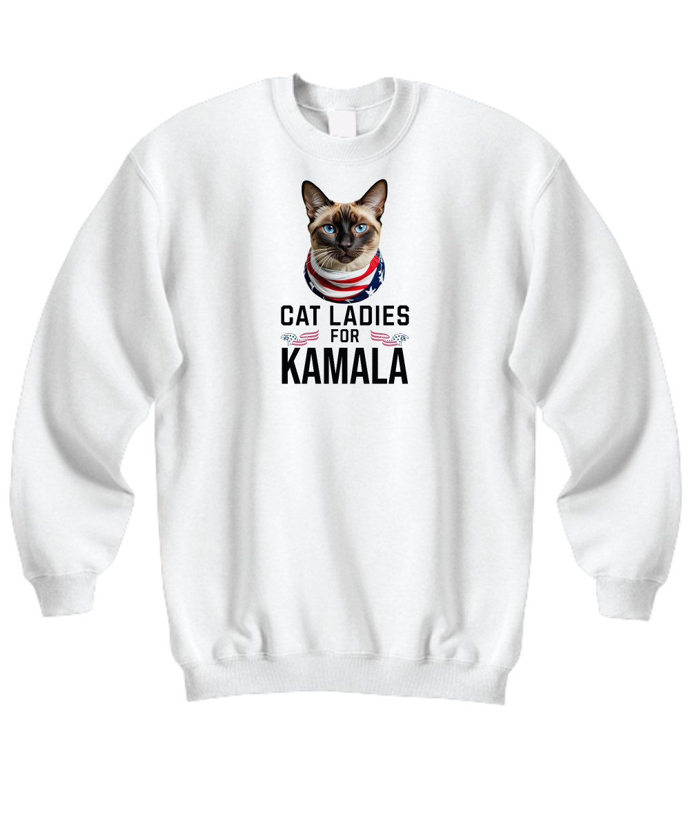 Cat Ladies For Kamala Sweatshirt | Kamala Rally T Shirt | Childless Cat Ladies | Kamala Harris 2024 President Shirt Siamese Cat