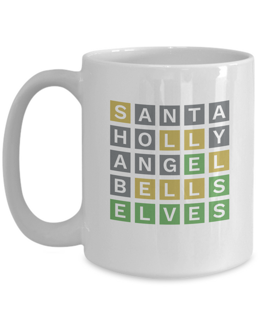 Wordle Holiday Coffee Mug Gift for Wordle Fans and Coffee Lovers