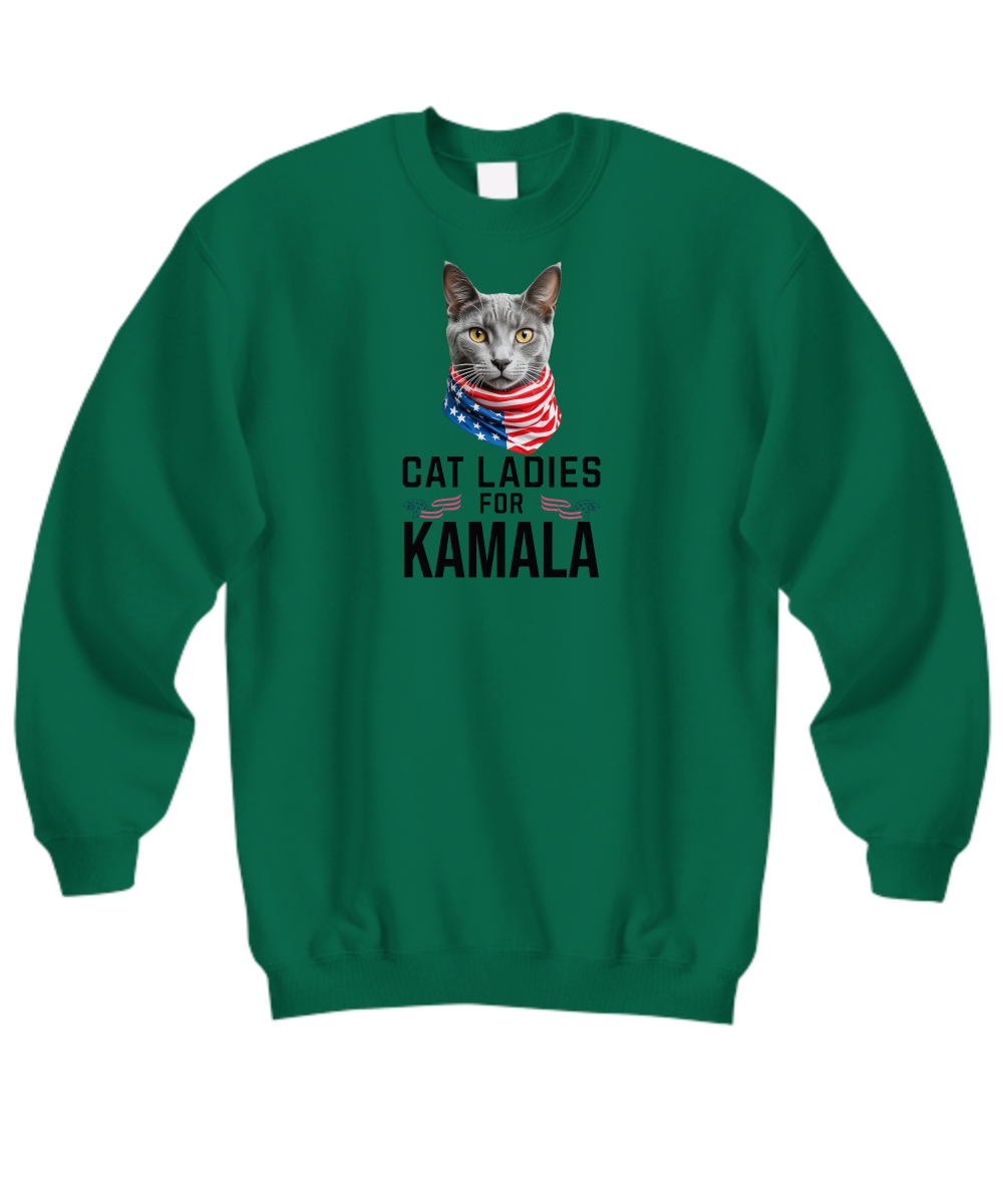 Cat Ladies For Kamala Sweatshirt | Kamala Rally T Shirt | Childless Cat Ladies | Kamala Harris 2024 President Shirt  Russian Blue