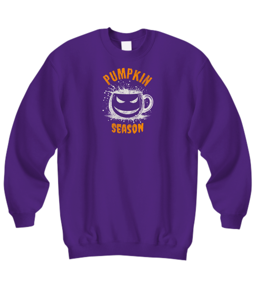 Fall Season Halloween Sweatshirt, Halloween Colors Sweatshirt, Halloween Pumpkin Season shirt, Halloween Spooky Pumpkin, Cup Face sweatshirt White