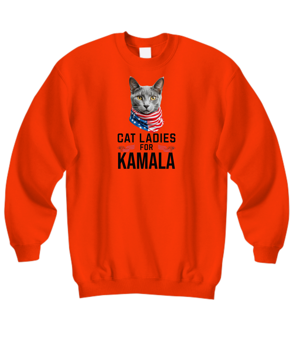 Cat Ladies For Kamala Sweatshirt | Kamala Rally T Shirt | Childless Cat Ladies | Kamala Harris 2024 President Shirt  Russian Blue