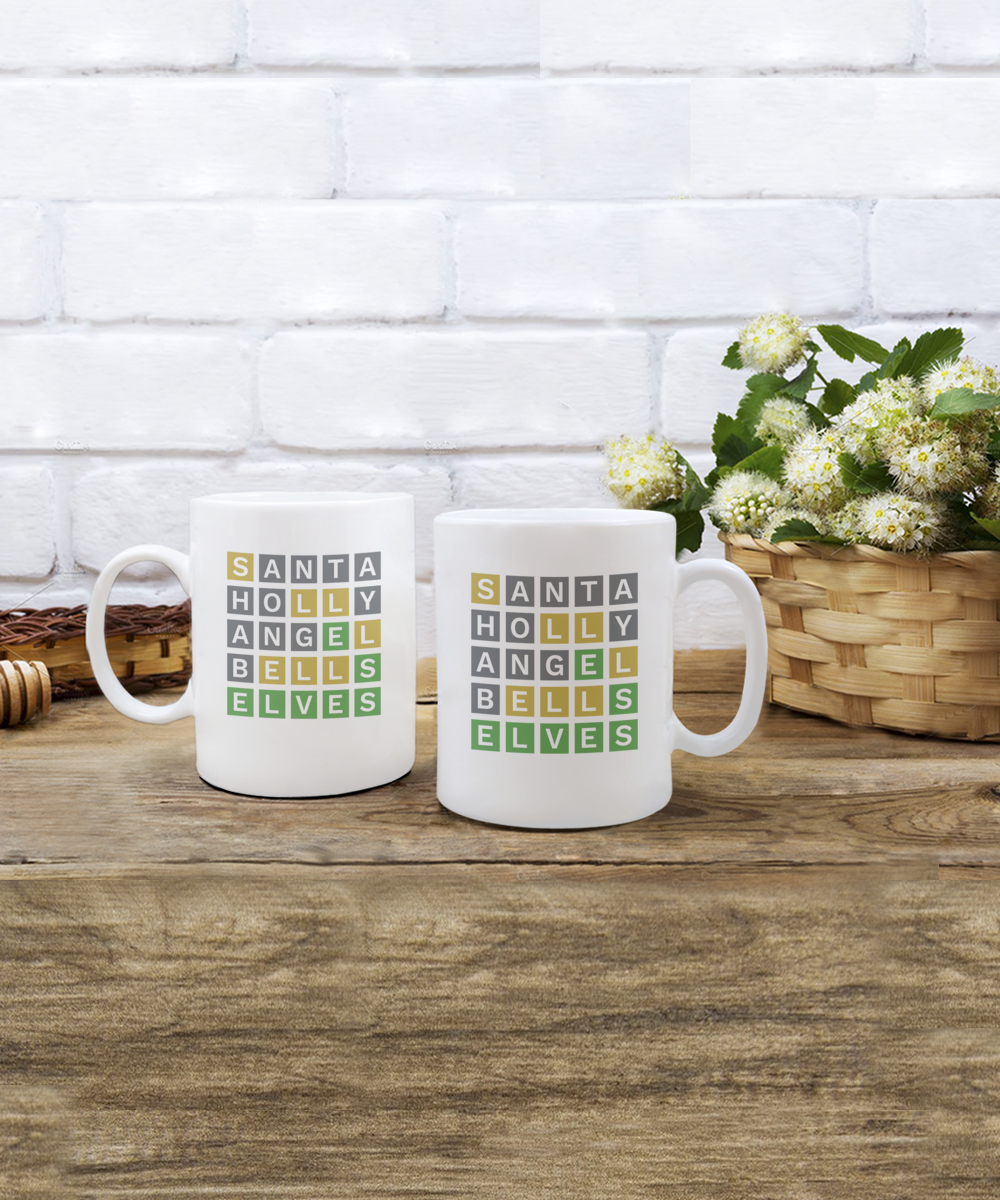 Wordle Holiday Coffee Mug Gift for Wordle Fans and Coffee Lovers